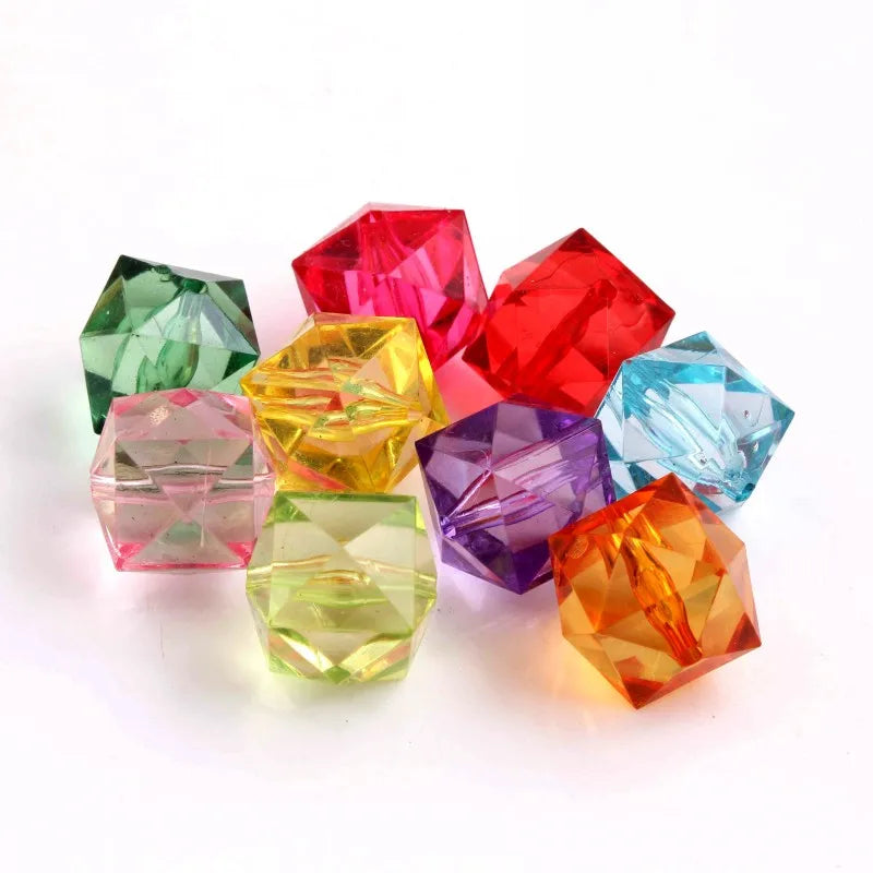 Kwoi Vita' 20MM 100pcs Acrylic Transparent Ice Cube Beads DIY Bracelet Necklace