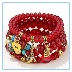 Bohemian Glasses Beads Bracelet Set - 4pcs