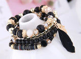 Bohemian Crystal Beads Feather Charm Bracelet
