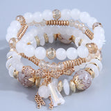 Bohemian Stone Bracelet with Tassel Charms for Women