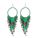 Boho Multicolor Bead Tassel Earrings Vintage Jewelry