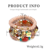 Bohemian Resin Bead Bracelet with Owl Charm