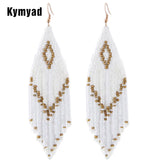Long Dangle Earrings Vintage Jewelry Tassel Beads Chains