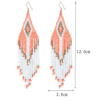 Long Dangle Earrings Vintage Jewelry Tassel Beads Chains