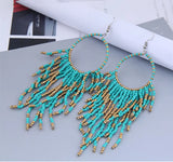 Long Dangle Earrings Vintage Jewelry Tassel Beads Chains
