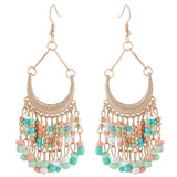 Long Dangle Earrings Vintage Jewelry Tassel Beads Chains