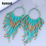 Long Dangle Earrings Vintage Jewelry Tassel Beads Chains