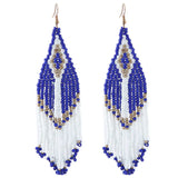 Long Dangle Earrings Vintage Jewelry Tassel Beads Chains