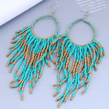 Long Dangle Earrings Vintage Jewelry Tassel Beads Chains