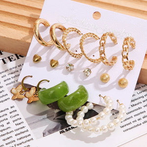 Kymyad Pearl Hoop Drop Earrings Set Acrylic Dangle Earrings Jewelry