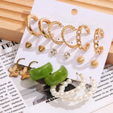 Kymyad Pearl Hoop Drop Earrings Set Acrylic Dangle Earrings Jewelry