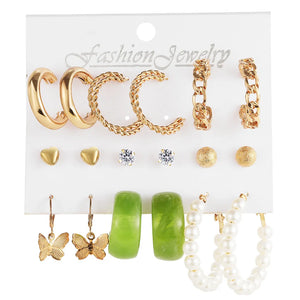 Kymyad Pearl Hoop Drop Earrings Set Acrylic Dangle Earrings Jewelry