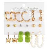Kymyad Pearl Hoop Drop Earrings Set Acrylic Dangle Earrings Jewelry