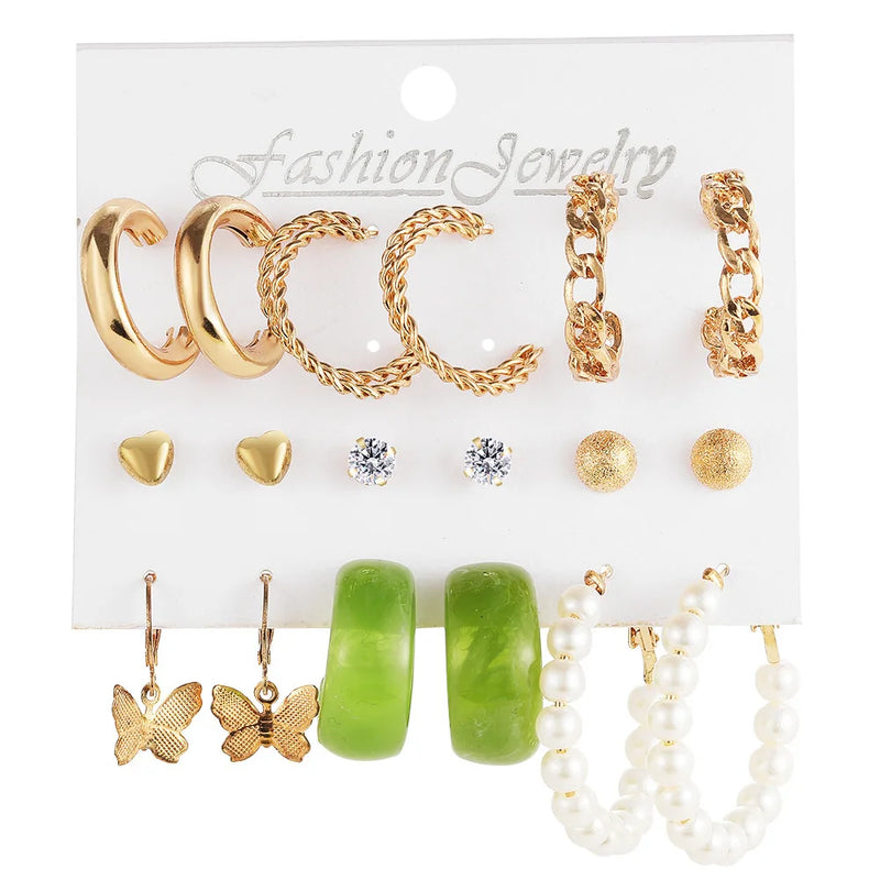 Kymyad Pearl Hoop Drop Earrings Set Acrylic Dangle Earrings Jewelry