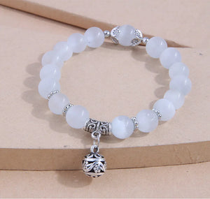 Vintage Cat Eye Stone Beaded Bracelet Charm Pendant Jewelry