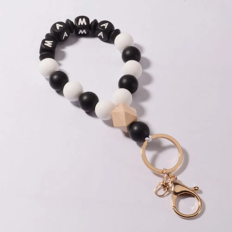 L&N RAINBERY Silicon Beads MAMA Bracelet Keychain for Women Girls