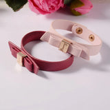 L&N Rainbery Leather Bowknot Charm Bracelet for Women - Red and Pink