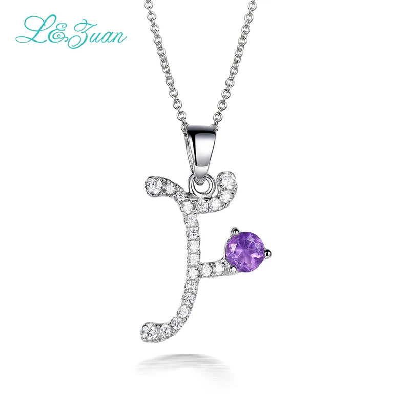 925 Silver Letter Necklace with 0.87ct Gemstone Pendant