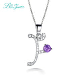 925 Silver Letter Necklace with 0.87ct Gemstone Pendant