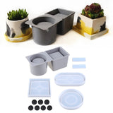 Square Round Concrete Flower Pot Tray Silicone Mould