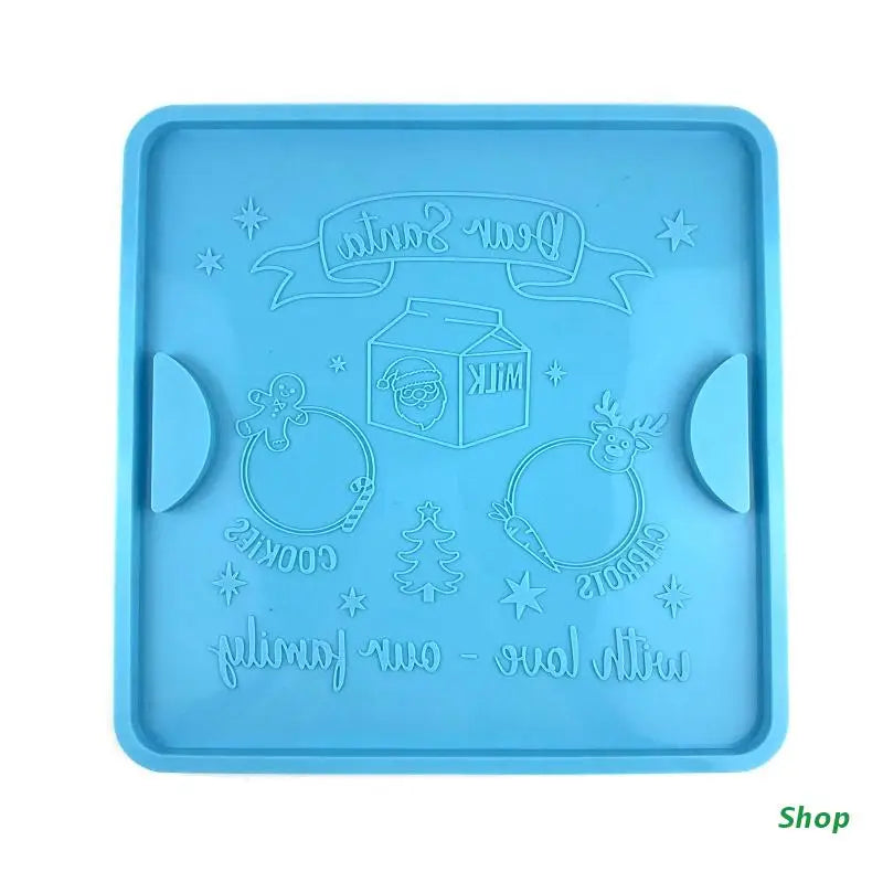 Santa Cookie Plate Mold Christmas Treat Tray with Handle