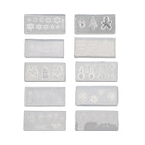 L5YD 10Pcs Christmas Snowflake Snowman Nail Art Silicone Mold Kit