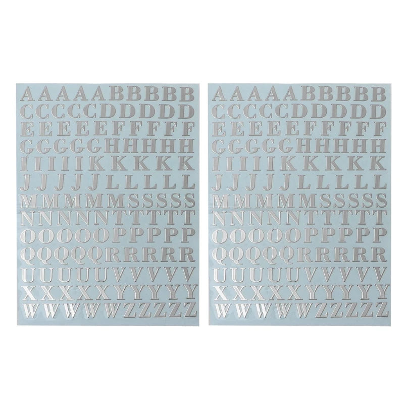 L5YD 2 Sheets Glitter Letter Stickers Self-Adhesive DIY Decoration A-Z Stickers