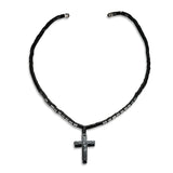 Hematite Necklace with Magnetic Therapy Cross Pendant