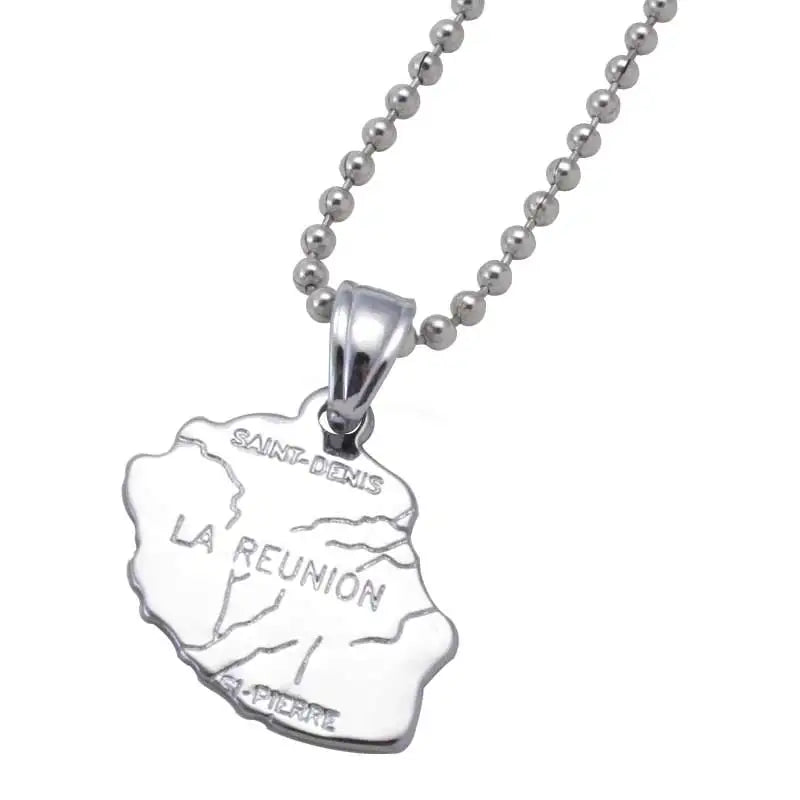 La Reunion Map Pendant & Necklace - Jewelry