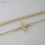 Yellow Plated Bracelet with Jesus Cross & Stones