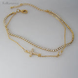 Yellow Plated Bracelet with Jesus Cross & Stones