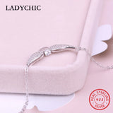 925 Silver Angel Wings Pendant Necklace Crystal Jewelry LNS1024