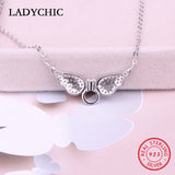 925 Silver Angel Wings Pendant Necklace Crystal Jewelry LNS1024