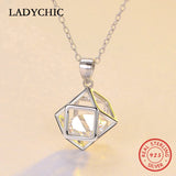 925 Silver Geometric Pendant with Zircon Love Jewelry
