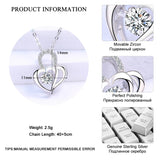 925 Silver Double Heart Crystal Pendant Necklaces Eternal Love Women Gift