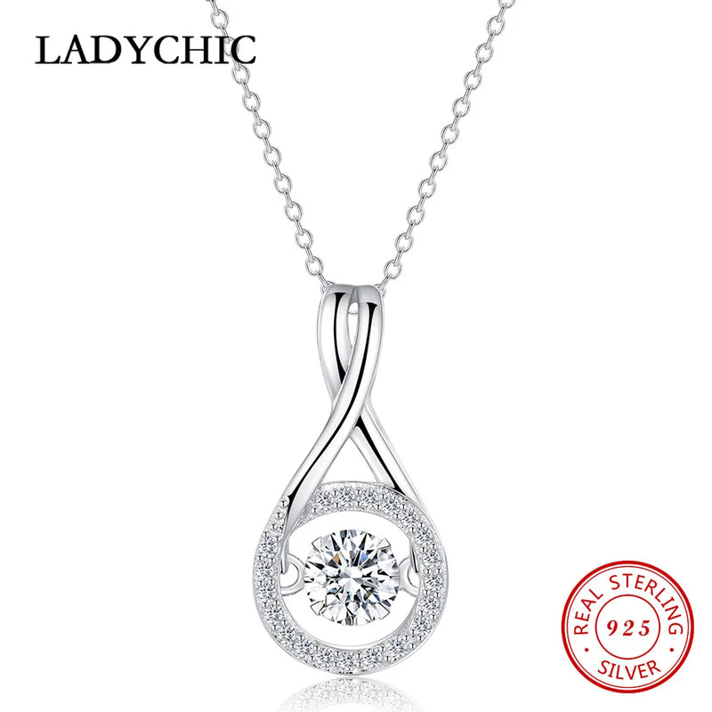 925 Silver Crystal Necklace Pendant Women Jewelry
