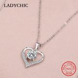 925 Silver Heart Clear CZ Pendant Necklace Wedding Party Jewelry