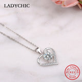 925 Silver Heart Clear CZ Pendant Necklace Wedding Party Jewelry