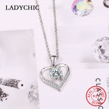 925 Silver Heart Clear CZ Pendant Necklace Wedding Party Jewelry
