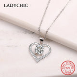 925 Silver Heart Clear CZ Pendant Necklace Wedding Party Jewelry
