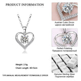 925 Silver Heart Clear CZ Pendant Necklace Wedding Party Jewelry