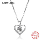 925 Silver Heart Clear CZ Pendant Necklace Wedding Party Jewelry