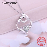 925 Silver Crystal CZ Pendant Love Heart Mom Baby Child Necklace
