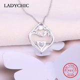 925 Silver Crystal CZ Pendant Love Heart Mom Baby Child Necklace