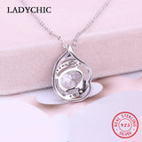 925 Silver Necklace Oval Zircon Pendant Wedding Jewelry