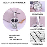 925 Silver Owl Pendant Necklace Clear Zircon Jewelry