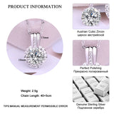 925 Silver Movable Women Pendant Necklace Clear Zircon Jewelry