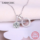925 Silver Movable Women Pendant Necklace Clear Zircon Jewelry