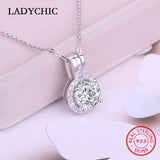 925 Silver Movable Women Pendant Necklace Clear Zircon Jewelry