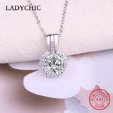 925 Silver Movable Women Pendant Necklace Clear Zircon Jewelry